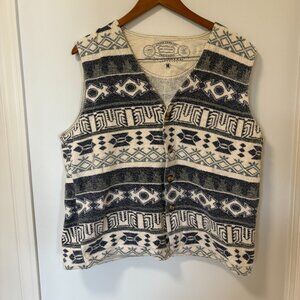 Vintage Union Garment Sweater Vest Size M Made in Hong Kong Patterned Cotton